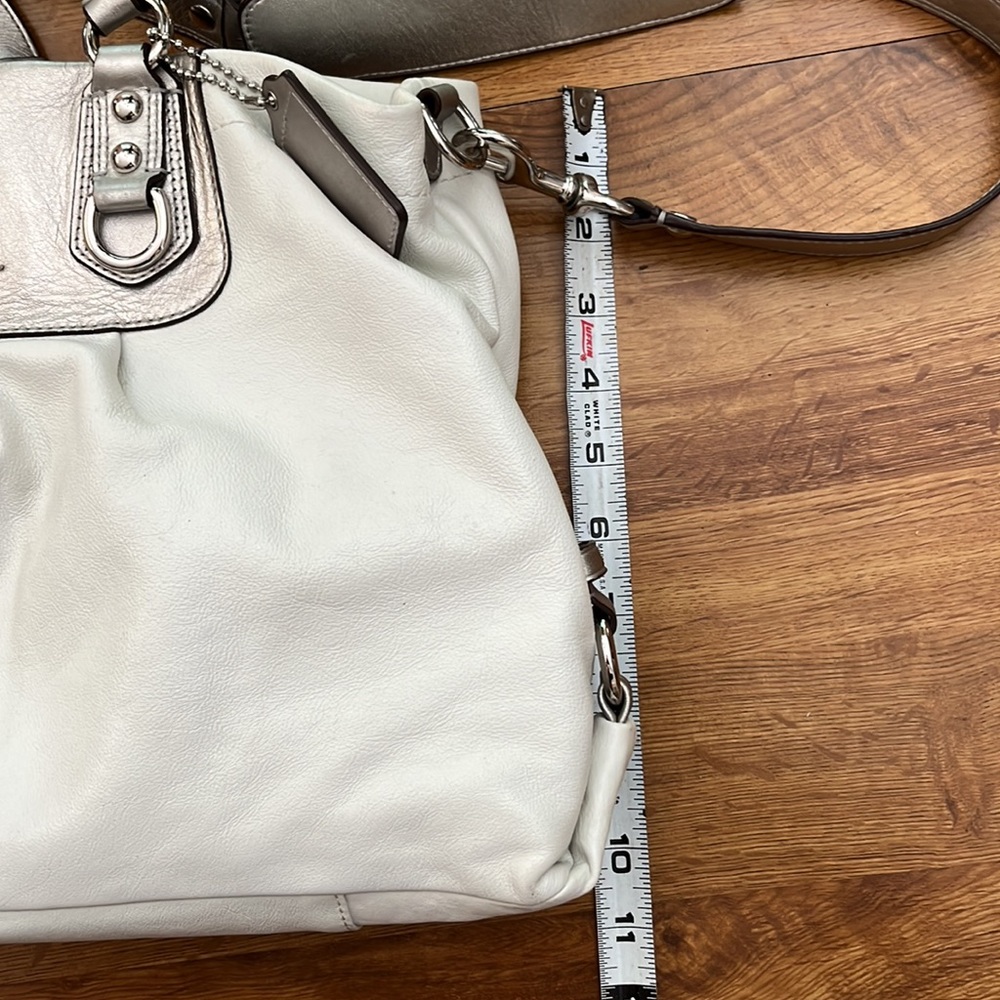 Coach white with silver accent leather shoulder bag, large - Picture 11 of 14